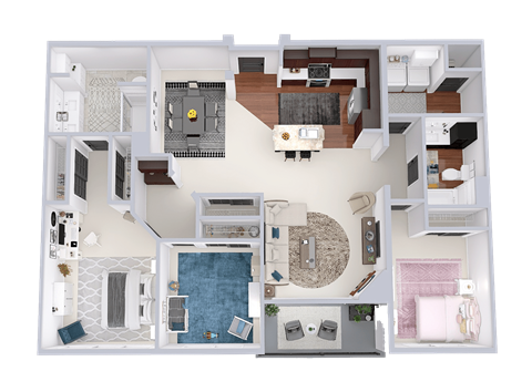 Floor plan for 3 beds, 2 baths, 1480 sqft